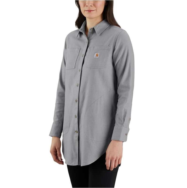 Carhartt  Asphalt Heather Women's Rugged Flex® Relaxed Fit Midweight Flannel Long-Sleeve Plaid Tunic