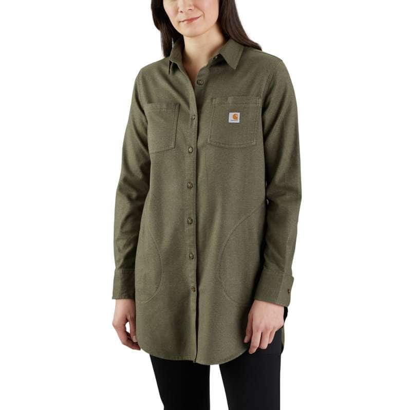 Carhartt  Basil Heather Women's Rugged Flex® Relaxed Fit Midweight Flannel Long-Sleeve Plaid Tunic