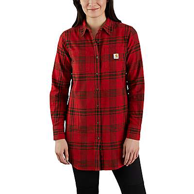 Carhartt Women's Chili Pepper Women's Rugged Flex® Relaxed Fit Midweight Flannel Long-Sleeve Plaid Tunic