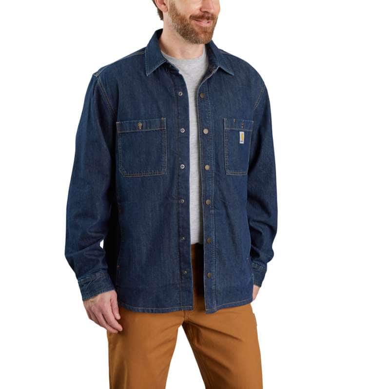 Carhartt  Glacier Relaxed Fit Denim Fleece Lined Snap-Front Shirt Jac