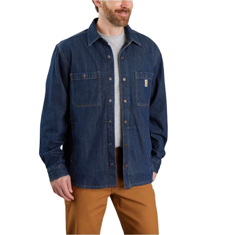 Relaxed Fit Denim Fleece Lined Snap-Front Shirt Jac | Gifts under