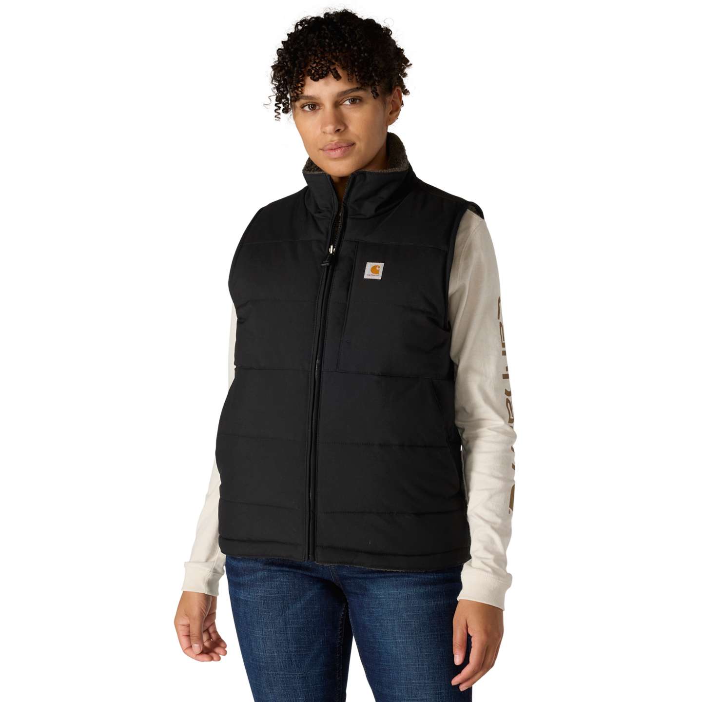 Женский жилет Carhartt Montana Puffer Vest - Insulated - Reversible, цвет: Чёрный — фото 1