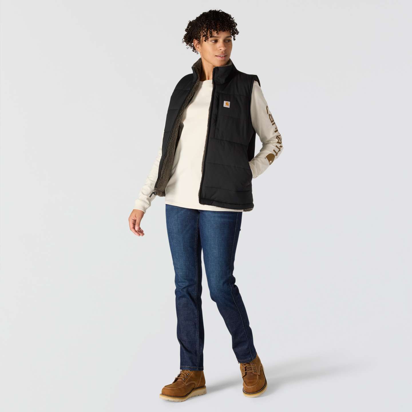 Женский жилет Carhartt Montana Puffer Vest - Insulated - Reversible, цвет: Чёрный — фото 6