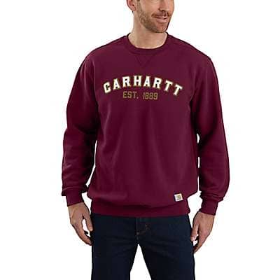 Carhartt Men's Port Loose Fit Midweight Crewneck Block Logo Graphic Sweatshirt
