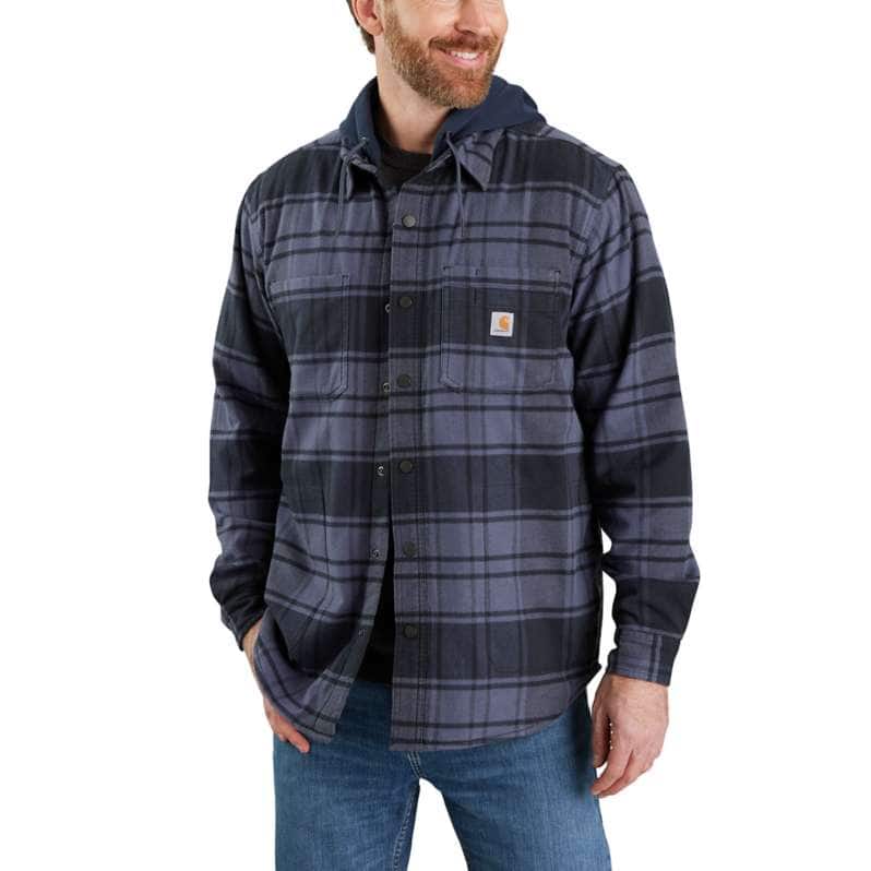 Carhartt  Bluestone Rugged Flex® Relaxed Fit Flannel Fleece Lined Hooded Shirt Jac