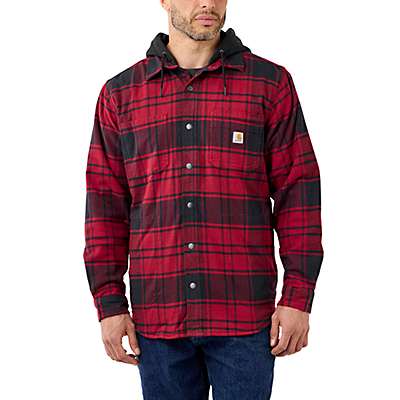 Carhartt Men's Bluestone Rugged Flex® Relaxed Fit Flannel Fleece Lined Hooded Shirt Jac