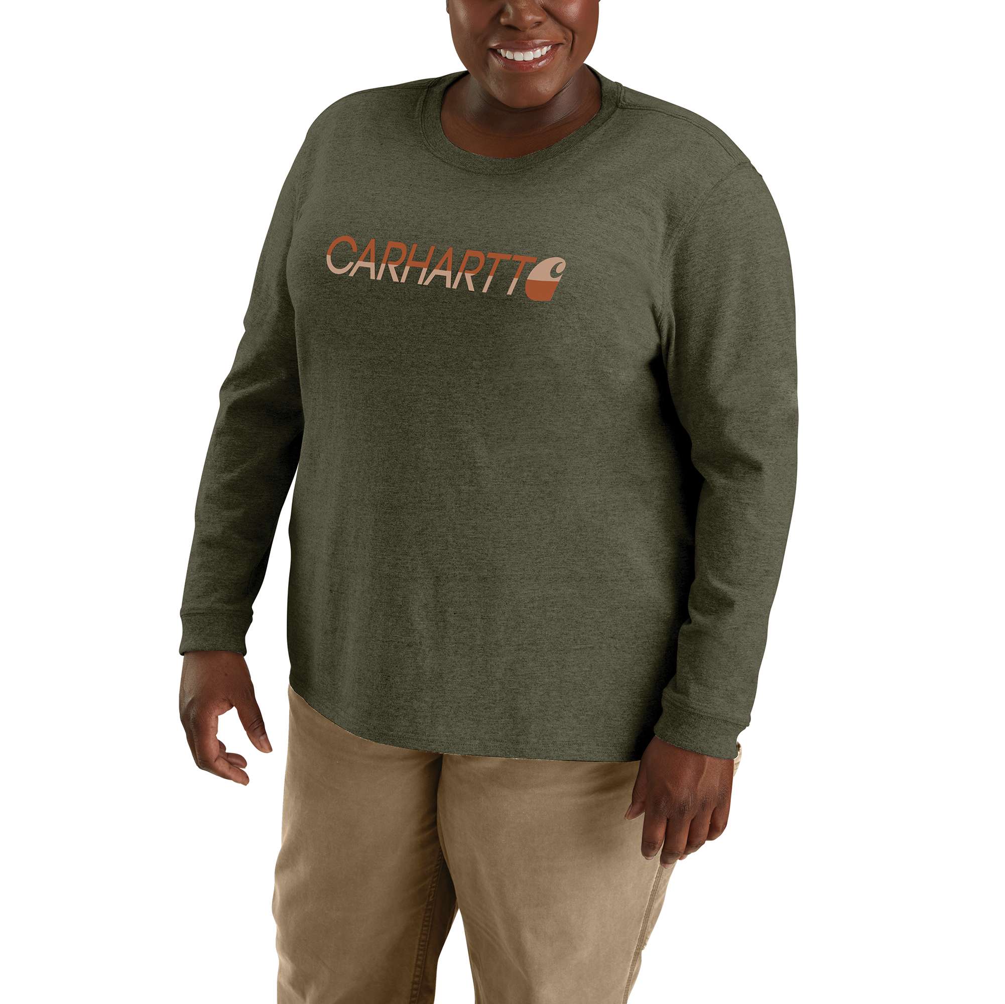Additional thumbnail 2 of Women's Loose Fit Heavyweight Long Sleeve Carhartt Block Graphic T-Shirt