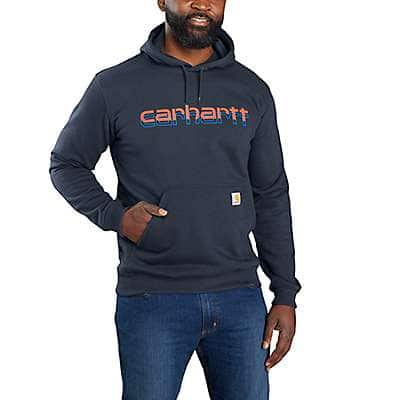 Carhartt Men's New Navy Rain Defender® Loose Fit Midweight Logo Graphic Sweatshirt