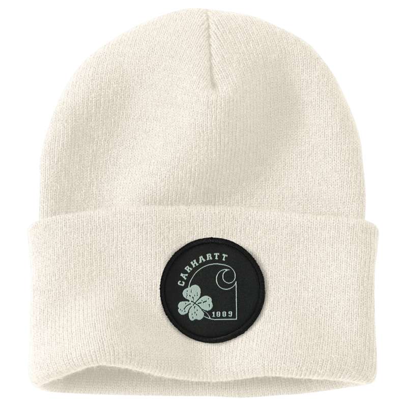 Carhartt  Winter White Knit Shamrock Patch Beanie