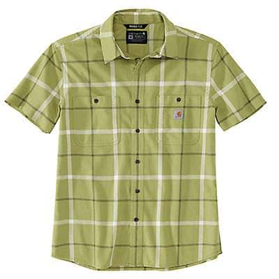 Carhartt Men's Green Olive Rugged Flex® Relaxed Fit Lightweight Short-Sleeve Plaid Shirt