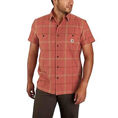 Carhartt Men's Terra Cotta Rugged Flex® Relaxed Fit Lightweight Short-Sleeve Plaid Shirt