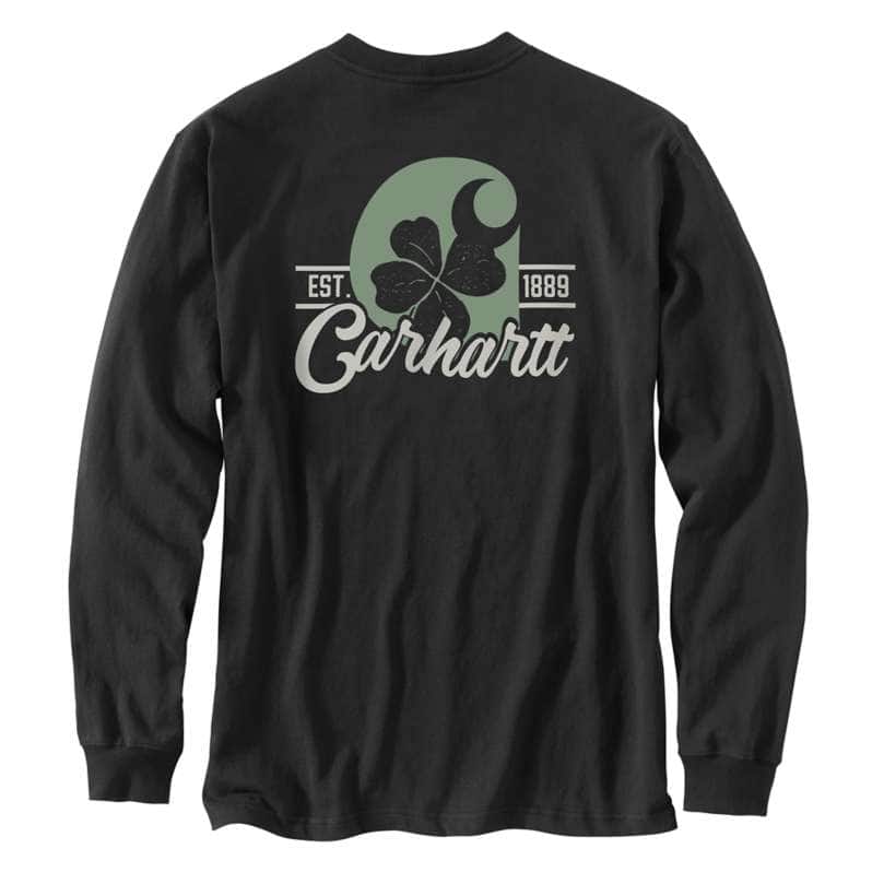 Carhartt  Black Loose Fit Heavyweight Long-Sleeve Shamrock Graphic T-Shirt