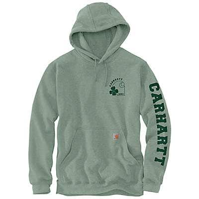 Carhartt Men's Carbon Heather Loose Fit Midweight Hooded Shamrock Graphic Hoodie