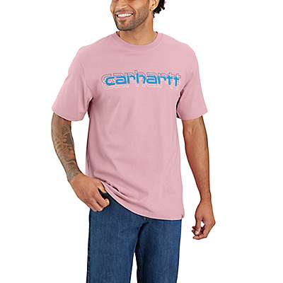 Carhartt Men's Foxglove Heather Loose Fit Heavyweight Short-Sleeve Logo Graphic T-Shirt