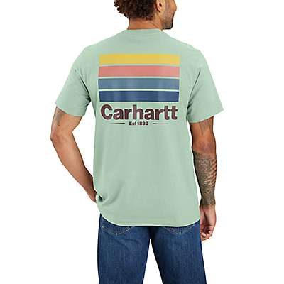 Carhartt Men's Jade Heather Relaxed Fit Heavyweight Short-Sleeve Pocket Line Graphic T-Shirt
