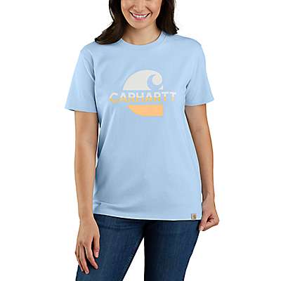 Carhartt Women's Moonstone Women's Loose Fit Heavyweight Short-Sleeve Faded Logo Graphic T-Shirt