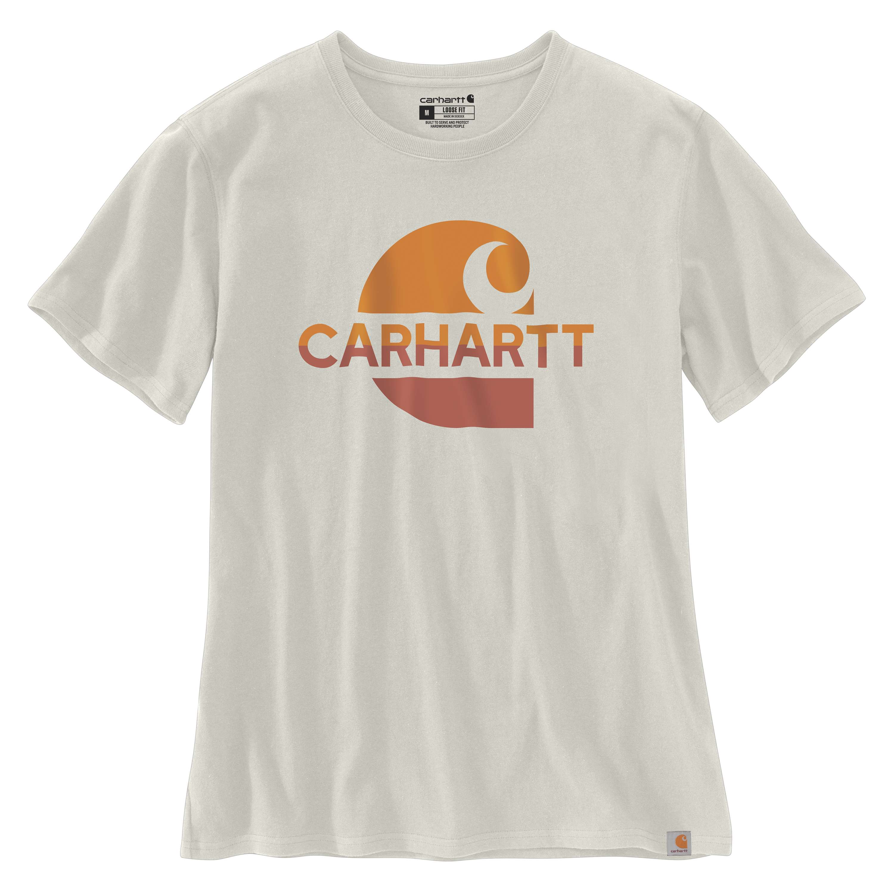 Carhartt Women's Malt Women's Loose Fit Heavyweight Short-Sleeve Faded Logo Graphic T-Shirt