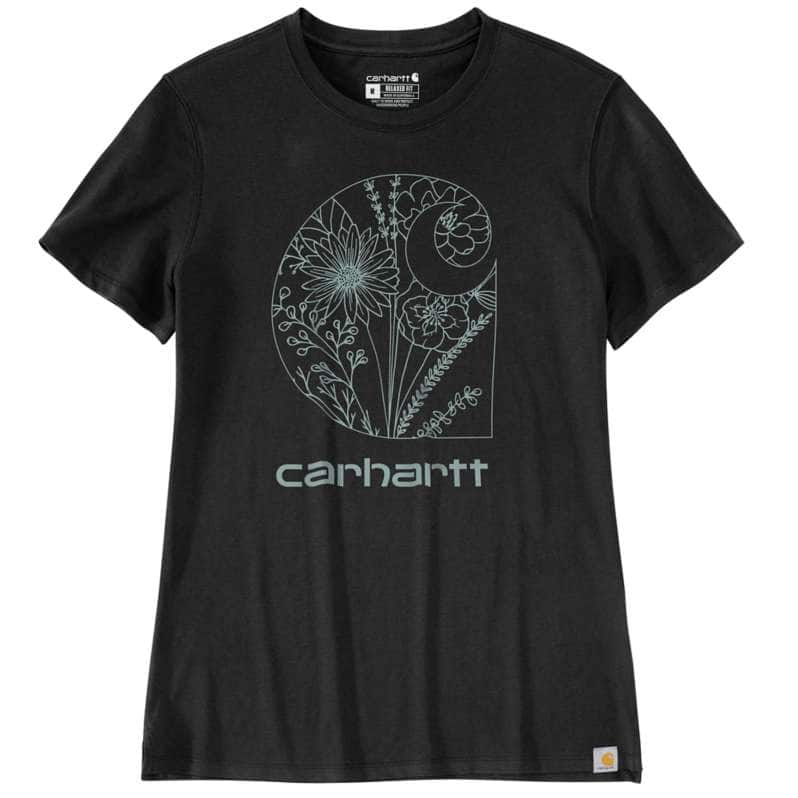 Carhartt  Black Women's Tencel™ Relaxed Fit Lightweight Short-Sleeve Floral Logo T-Shirt