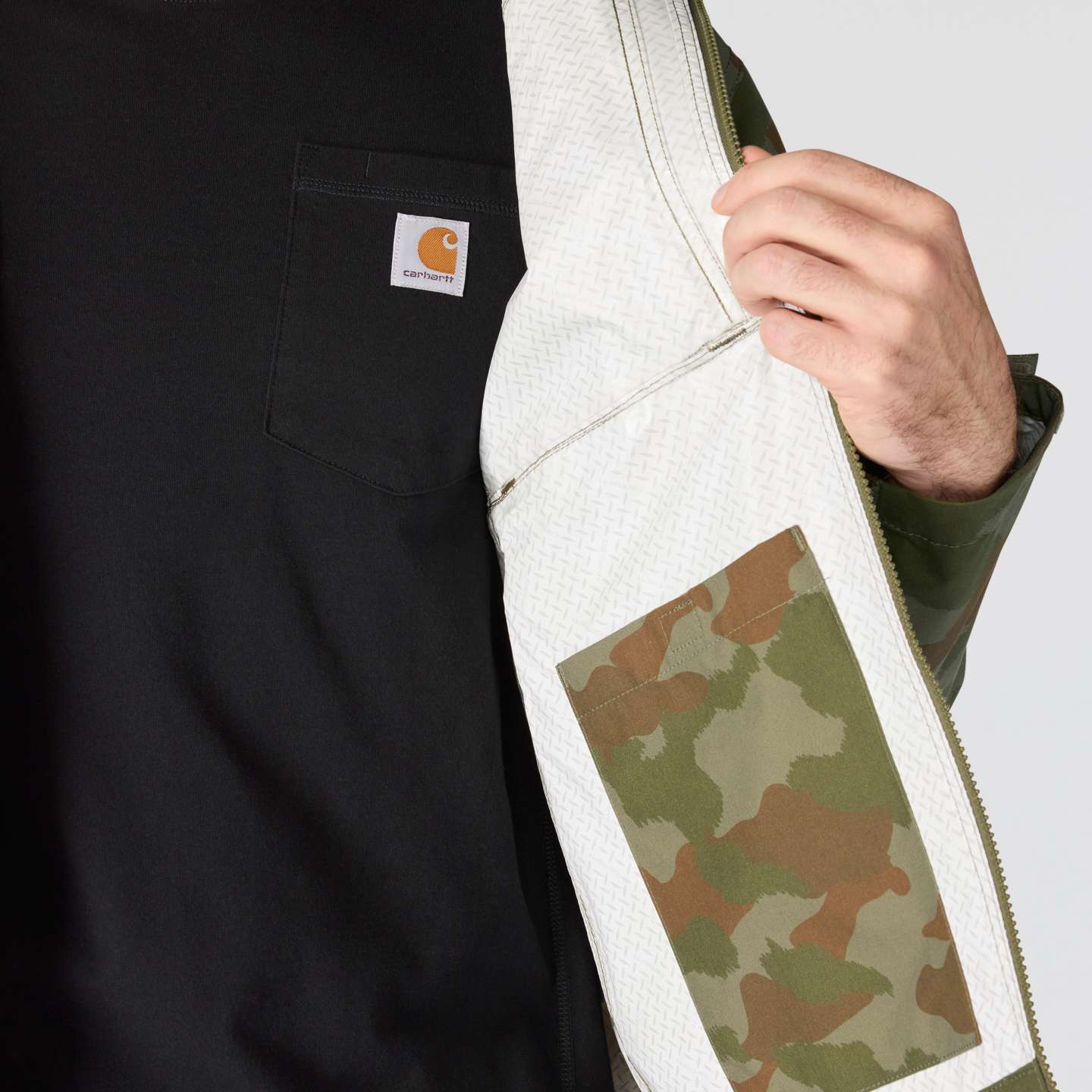 Мужская куртка Carhartt Monterey, цвет: Армейский зелёный камуфляжный — фото 4