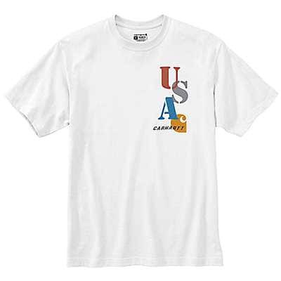 Carhartt Men's White Relaxed Fit Midweight Short-Sleeve USA Graphic T-Shirt