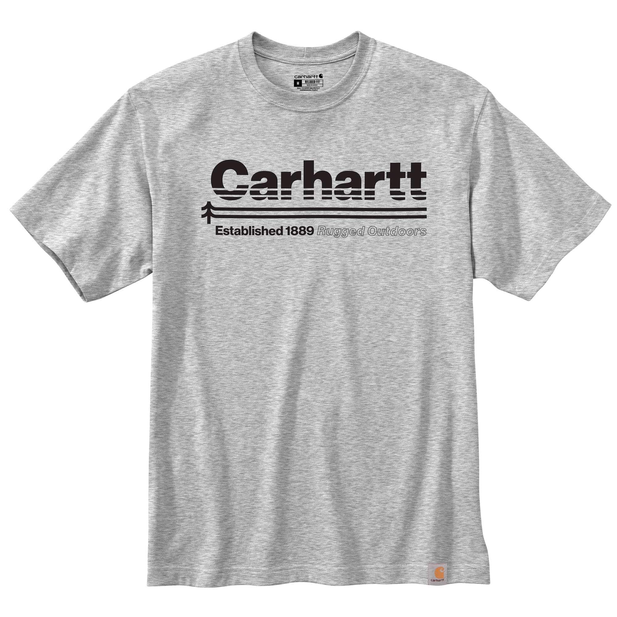 Carhartt Men's Heather Gray Relaxed Fit Heavyweight Short-Sleeve Outdoors Graphic T-Shirt