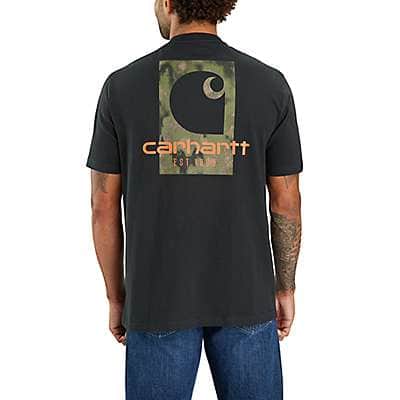 Carhartt Men's Black Loose Fit Heavyweight Short-Sleeve Camo Logo Graphic T-Shirt