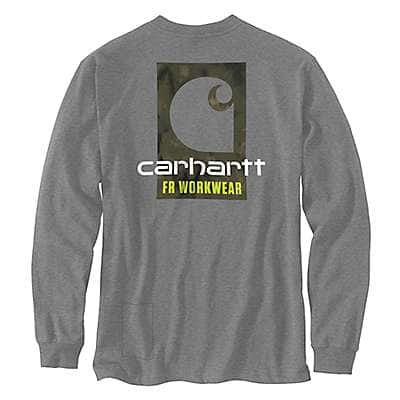 Carhartt Men's Granite Heather Flame Resistant Carhartt Force® Loose Fit Lightweight Long-Sleeve C Graphic T-Shirt