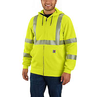 Carhartt Men's Brite Lime Flame Resistant High-Visibility Force Loose Fit Midweight Full-Zip Class 3 Sweatshirt
