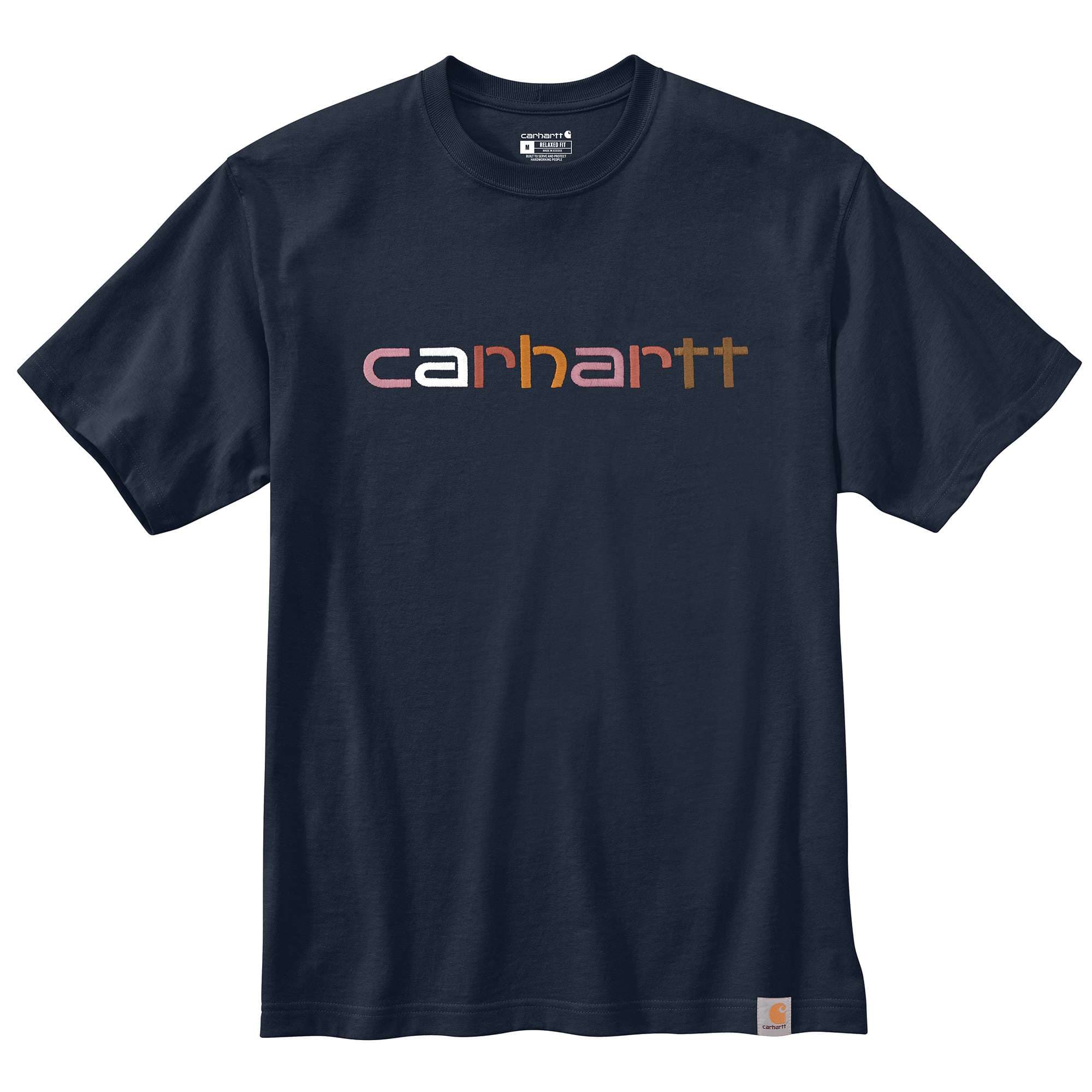 Carhartt Men's Navy Relaxed Fit Heavyweight Short-Sleeve Logo Graphic T-Shirt