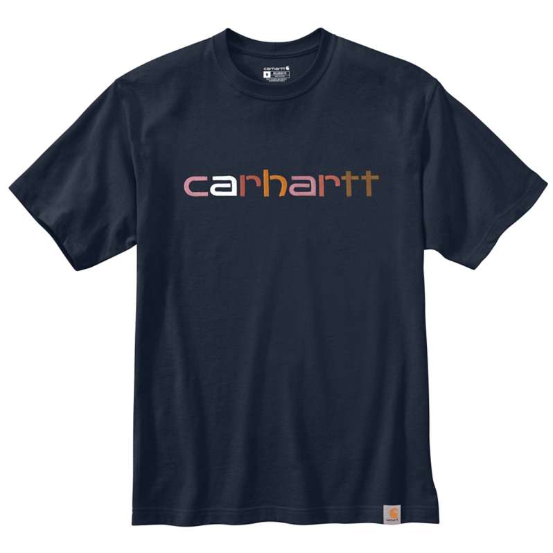 Carhartt  Navy Relaxed Fit Heavyweight Short-Sleeve Logo Graphic T-Shirt