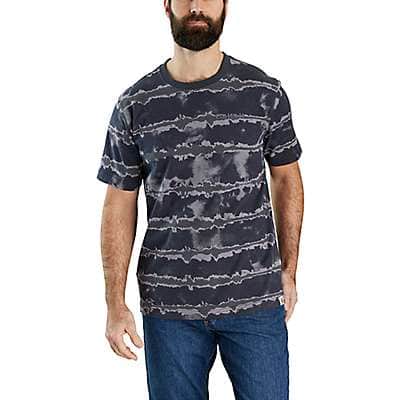 Carhartt Men's Black Tie Dye Relaxed Fit Heavyweight Short-Sleeve Print Logo Graphic T-Shirt