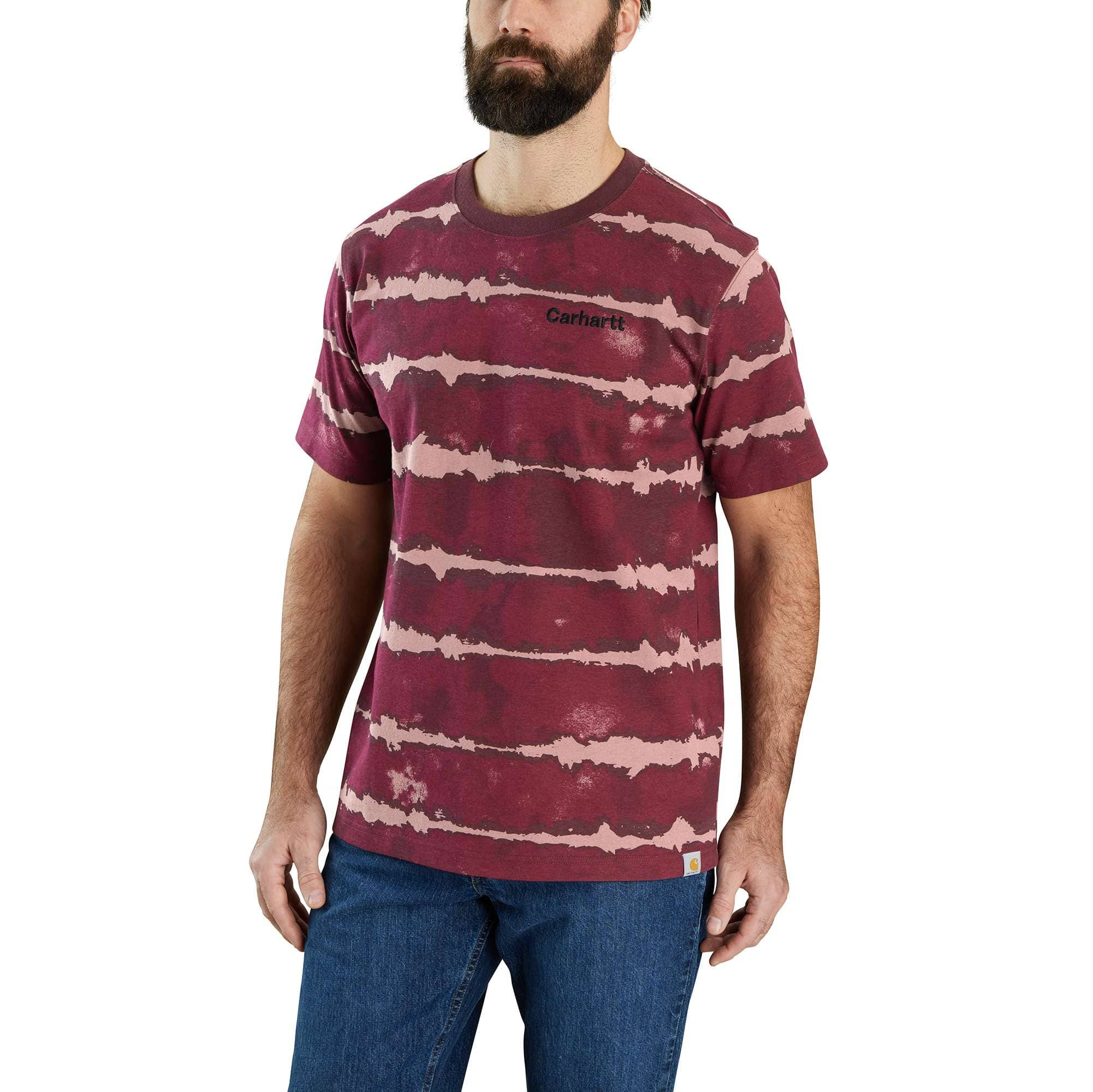 Carhartt Men's Black Tie Dye Relaxed Fit Heavyweight Short-Sleeve Print Logo Graphic T-Shirt