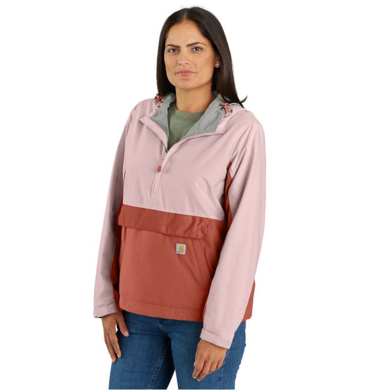 Carhartt  Soft Rose/Saddle Red Women's Rain Defender® Loose Fit Lightweight Packable Anorak - 1 Warm Rating