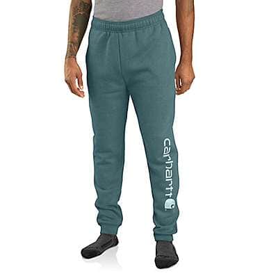 Carhartt Men's Sea Pine Heather Loose Fit Midweight Tapered Logo Sweatpants