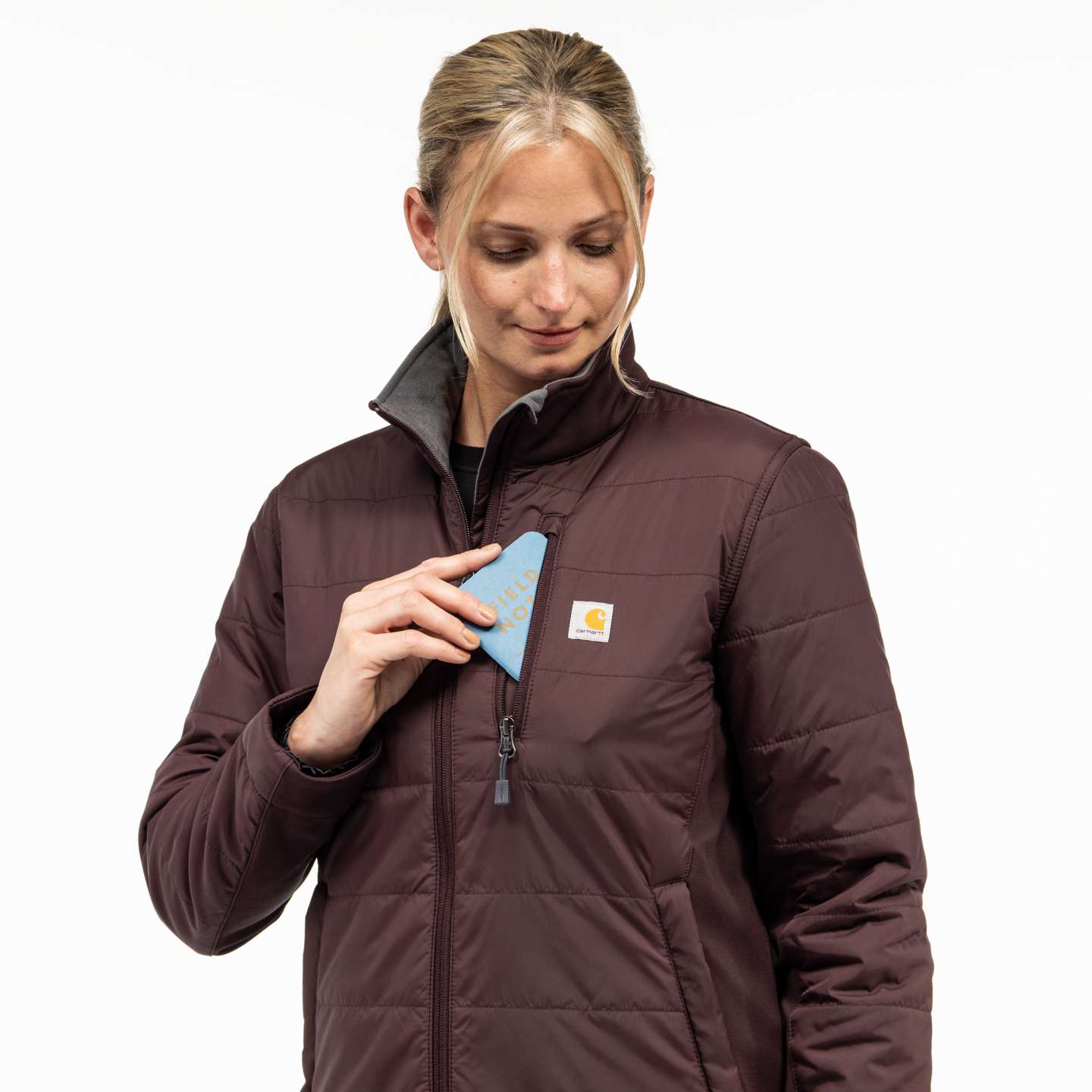 Женская куртка Carhartt Lightweight Puffer Jacket - Relaxed Fit - Insulated - 2 Warmer Rating, цвет: Чёрный — фото 4