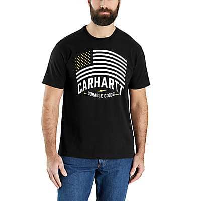 Carhartt Men's Black Relaxed Fit Midweight Short-Sleeve Flag Graphic T-Shirt
