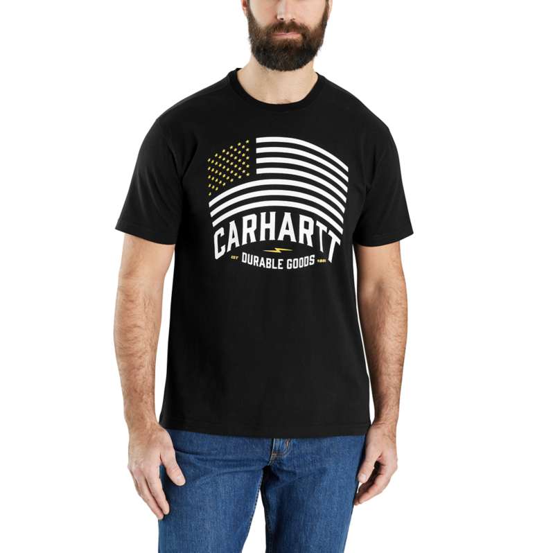 Carhartt  Black Relaxed Fit Midweight Short-Sleeve Flag Graphic T-Shirt
