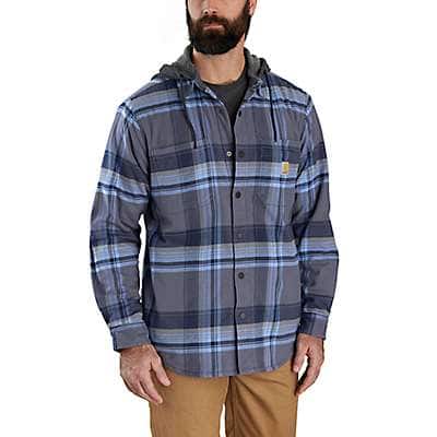 Carhartt Men's Navy Rugged Flex® Relaxed Fit Flannel Fleece Lined Hooded Shirt Jac