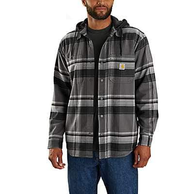 Carhartt Men's Carhartt Brown Rugged Flex® Relaxed Fit Flannel Fleece Lined Hooded Shirt Jac