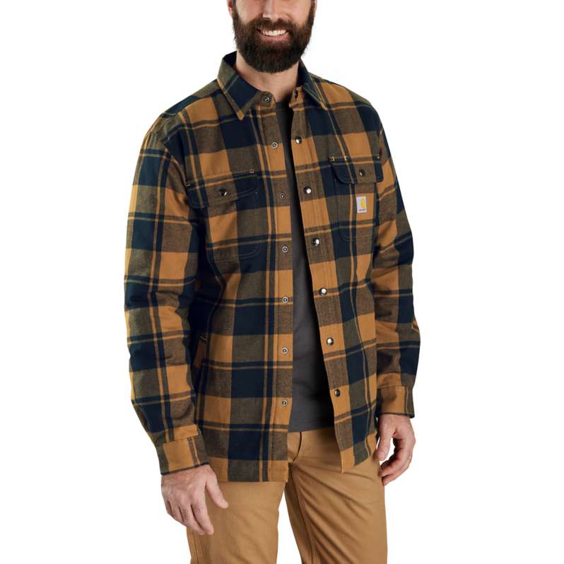 Carhartt  Carhartt Brown Relaxed Fit Flannel Sherpa-Lined Shirt Jac