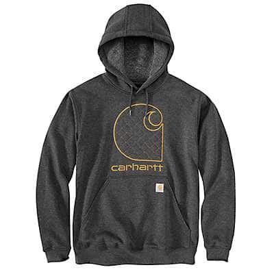 Carhartt Men's Carbon Heather Loose Fit Midweight Embroidered C Graphic Hoodie
