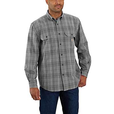 Carhartt Men's Steel Loose Fit Midweight Chambray Long-Sleeve Plaid Shirt