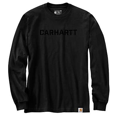 Carhartt Men's Black Loose Fit Heavyweight Long-Sleeve Logo Graphic T-Shirt