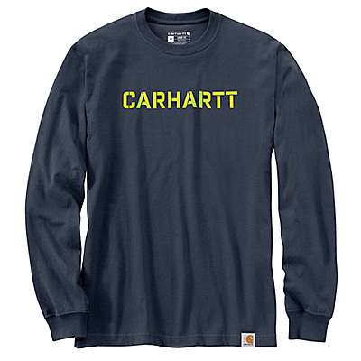 Carhartt Men's Bluestone Loose Fit Heavyweight Long-Sleeve Logo Graphic T-Shirt