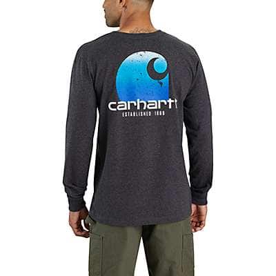 Carhartt Men's Carbon Heather Relaxed Fit Heavyweight Long-Sleeve Pocket C Graphic T-Shirt