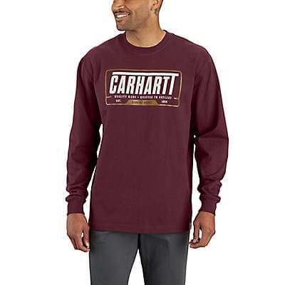 Carhartt Men's Black Loose Fit Heavyweight Long-Sleeve Outlast Graphic T-Shirt