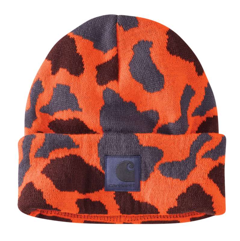 Carhartt  Bright Orange Duck Camo Knit Camo Beanie