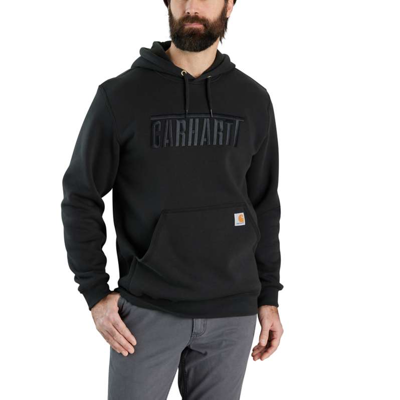 Carhartt  Black Loose Fit Midweight Embroidered Logo Graphic Hoodie