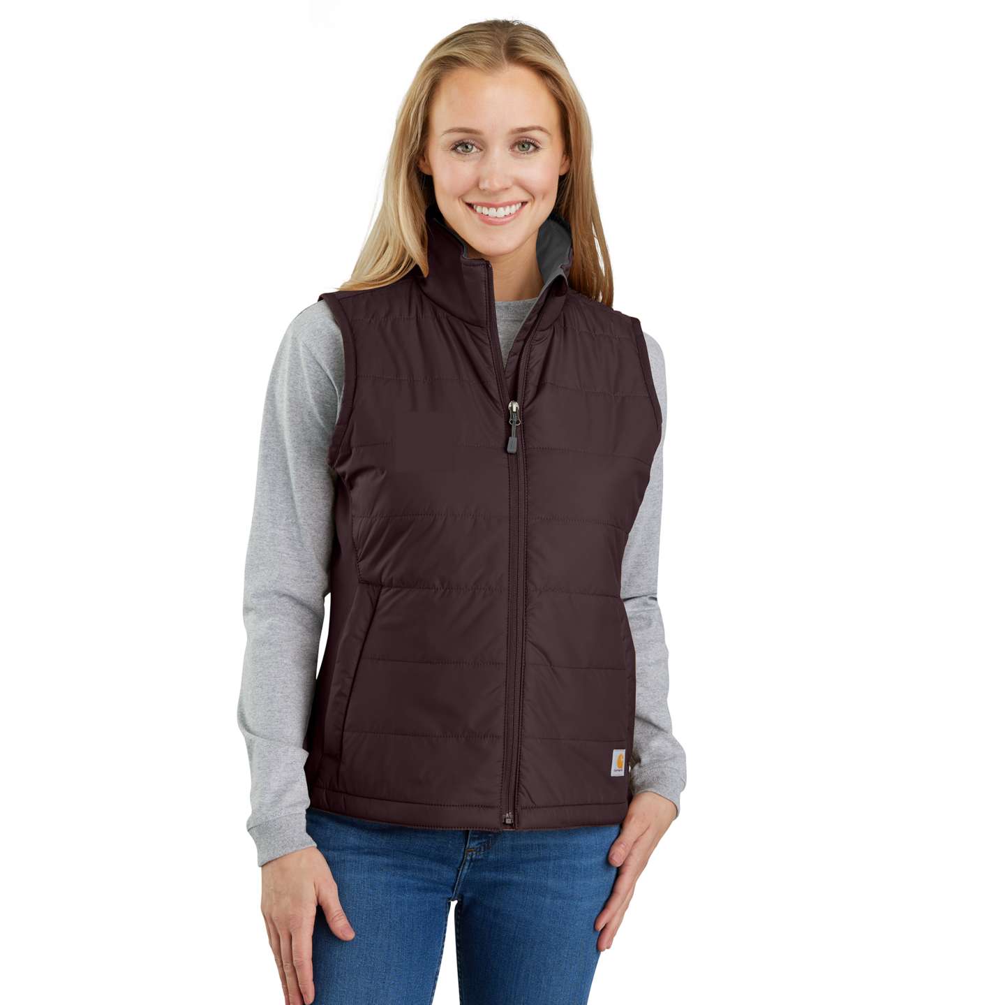 Женский жилет Carhartt Puffer Vest - Relaxed Fit - Rain Defender®, цвет: Ежевичный — фото 1