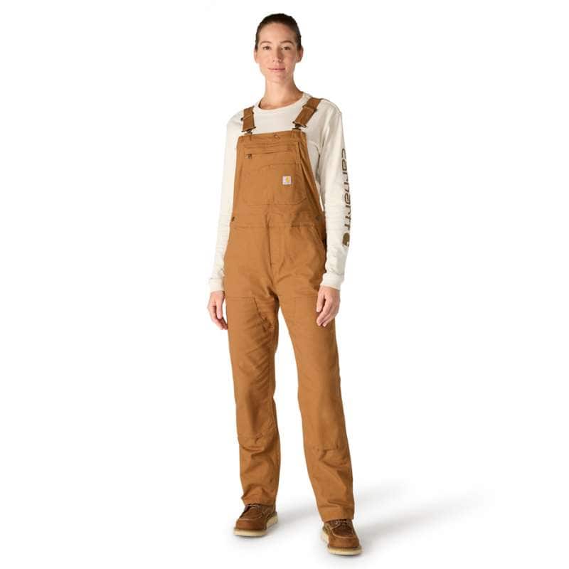 Women's Insulated Bib Overalls - Loose Fit - Washed Duck - 3 Warmest Rating